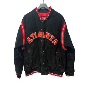 Vintage NFL Atlanta Falcons Leather‎ Bomber Jacket Mens XL Varsity